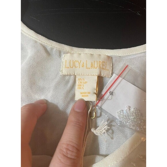 NEW Lucy & Laurel Beaded net mermaid tank Top blouse S PARTY FESTIVAL DAINTY - Picture 7 of 16